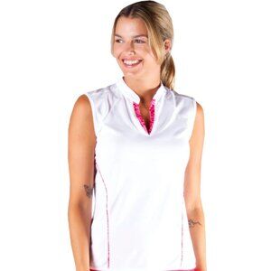 NVO Elsie Mock White Womens Sleeveless Golf Polo